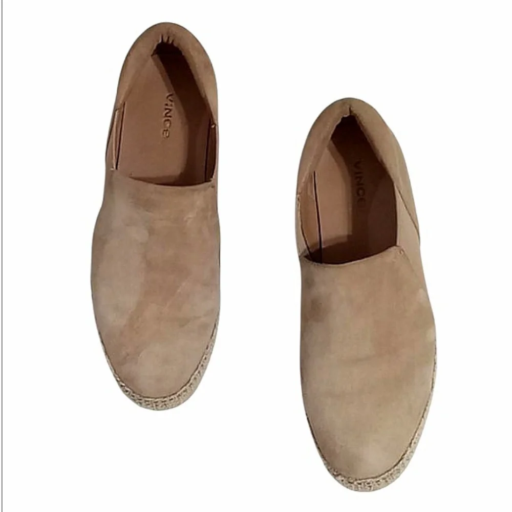 Vince Wilden Espadrille Platform Slip On Sneakers Tan Suede Size 8.5